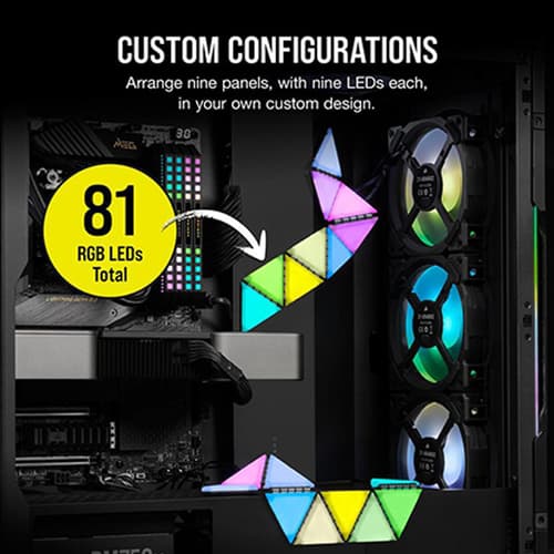 Corsair iCUE LC100 Mini Triangle Case Accent RGB Lighting Panels (9X Tile Starter Kit)